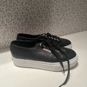 Leather Platform Black Supergas